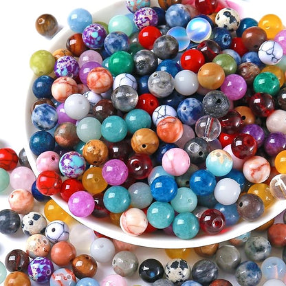 100PCS 6MM Mixed Color Stone Beads Round Loose Spacer Gemstone Beads by Unknown