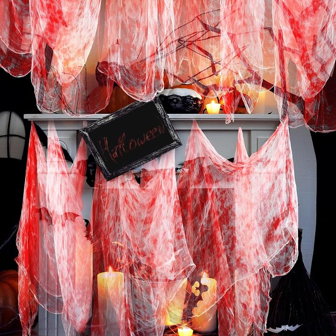 Boao Halloween Cheese cloth 85 x 394 Inch Bloody Cheesecloth Roll - Image 4