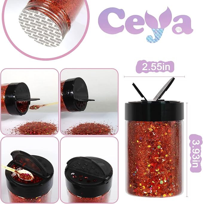 Ceya Holographic Chunky Glitter, 4.9oz/ 140g Bronze Craft Glitter Powder Mixed - Image 4