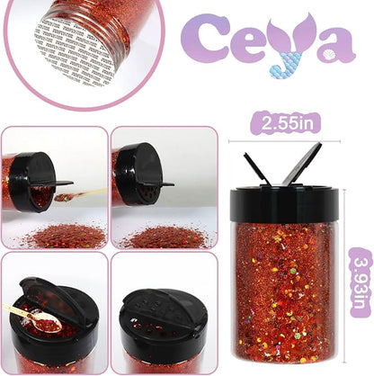 Ceya Holographic Chunky Glitter, 4.9oz/ 140g Bronze Craft Glitter Powder Mixed - Image 4