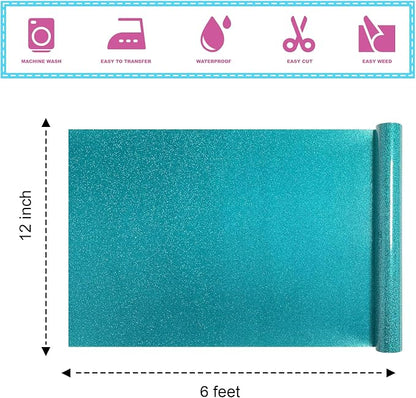 Agate Green Glitter HTV Heat Transfer Vinyl 12" x6FT Glitter Vinyl - Image 2