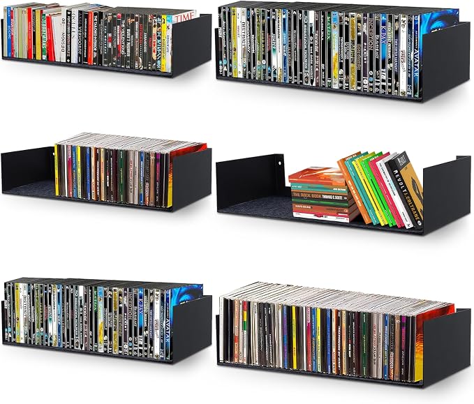 U Shape Floating Shelves Wall Mount Metal Bookshelf CD DVD Storage Display by Patioer