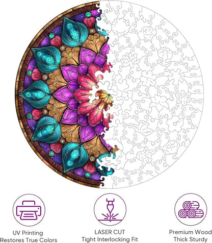 Wooden Puzzles for Adults, Mandala Puzzles 200 Pieces, Unique Shaped Jigsaw - Image 3