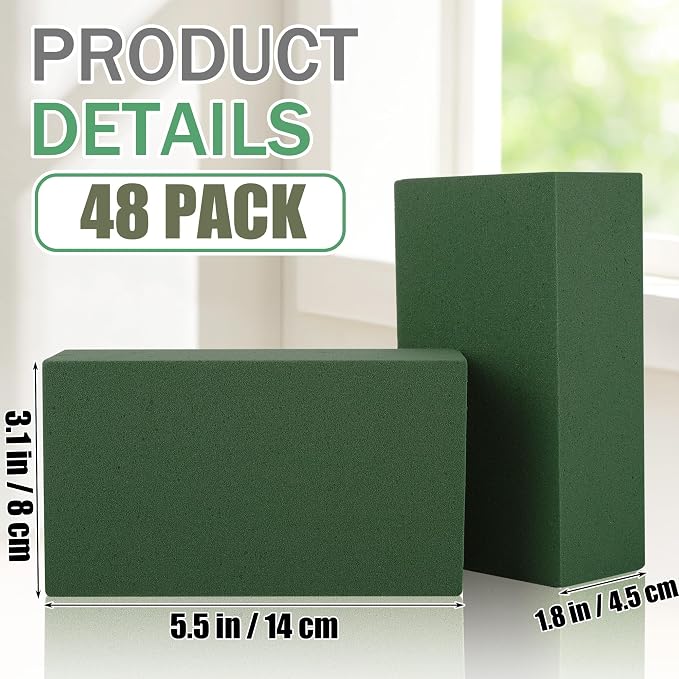 48 Packs Floral Foam Blocks Wet & Dry Floral Foam Bricks 5.5x3.1x1.8 Inch - Image 2