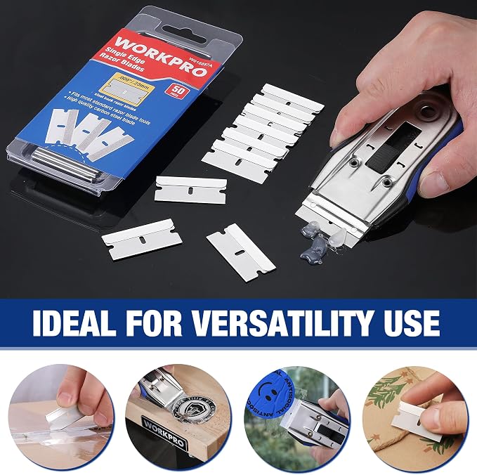 WORKPRO 50-Pack Single Razor Edge Blades, Industrial Scraper Razor Blades - Image 7
