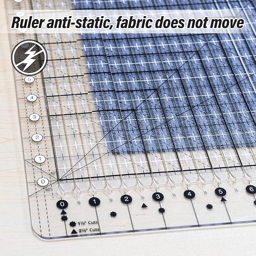 Quilting Ruler, 17-3/4in x 22in, Slotted Patchwork Ruler & Template, Non-Slip - Image 6