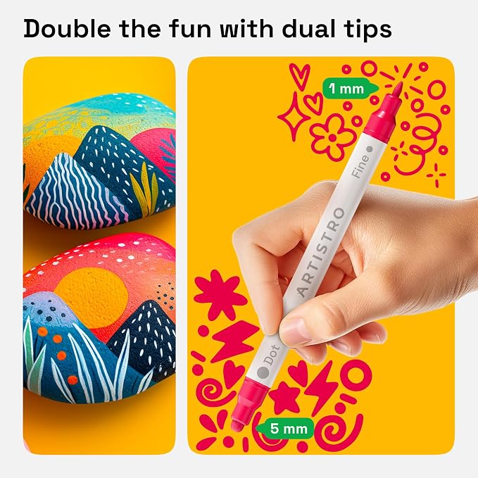 ARTISTRO 60 Dual Tip Acrylic Paint Markers, Acrylic Paint Pens, Fabric Markers - Image 2