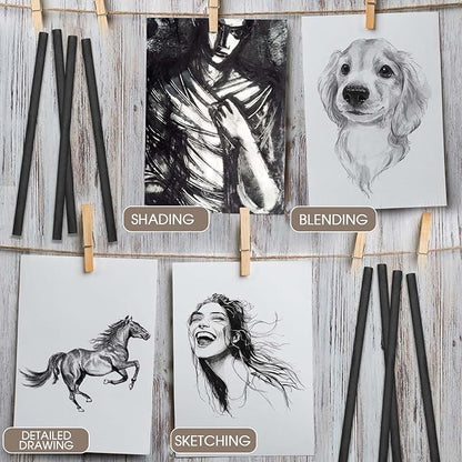 Gueevin 100 Pcs Willow Charcoal Sticks, Willow Charcoal, and Fine Art Christmas - Image 3