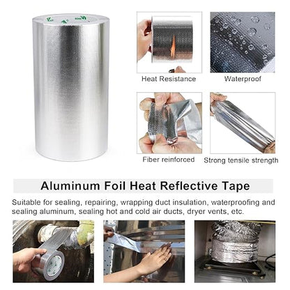 BOMEI PACK Adhesive Aluminum Foil Heat Shield Tape Barrier, Fiberglass Thermal - Image 4