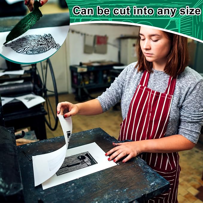 Yeaqee 8 Pcs 8 x 10 Inch Linoleum Block Rubber Carving Block Soft Linocut - Image 4
