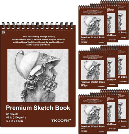 TKOOFN 5.5" x 8.5" Sketch Book, 600 Sheet Top Spiral Bound Premium Sketchbook by TKOOFN