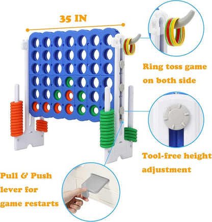 SDADI Height-Adjustable Giant 4-in-a-Row Game, 2-in-1 Jumbo 4-to-Score & Ring - Image 3