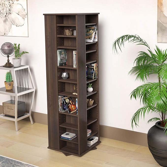 Prepac 4 Revolving Display Cabinet Media Storage, Large Four-Sided Spinning - Image 4