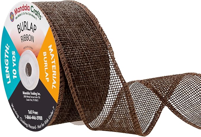 Mandala Crafts Brown Burlap Ribbon 1.5 Inches Wide Jute Ribbons by MandalaCrafts