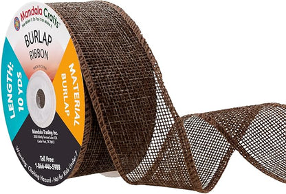 Mandala Crafts Brown Burlap Ribbon 1.5 Inches Wide Jute Ribbons by MandalaCrafts