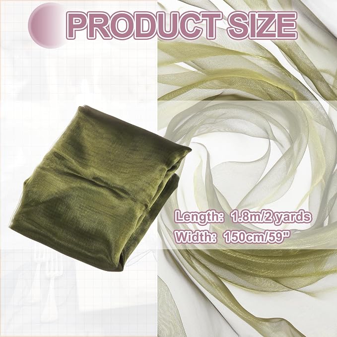 MECCANIXITY Iridescent Sheer Organza Fabric, 2 Yards x 59 Inches Solid - Image 2