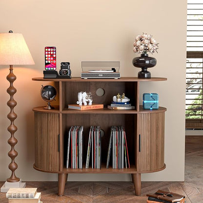 Large Round Record Player Stand by LUVIOHOME