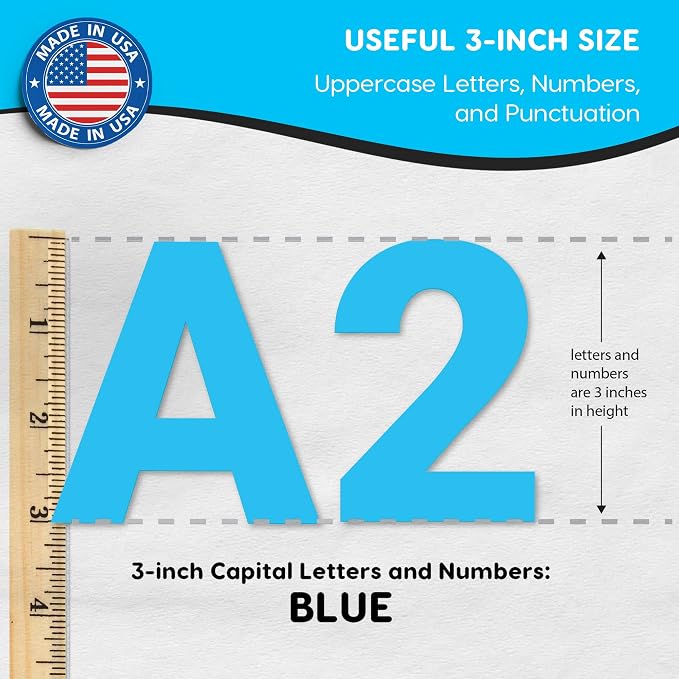 209 Pcs 3" Blue Bulletin Board Letters & Numbers, Capital Letters, Punctuation - Image 3