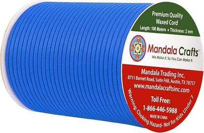 Mandala Crafts 2mm 109 Yards Deep Sky Blue Cotton Waxed Cord - Image 2