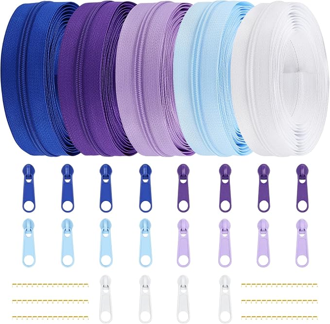 DOITEM 15.3 Yards/ 14 m 5 Pieces Assorted Colors #3 Nylon Coil Zippers by DOITEM
