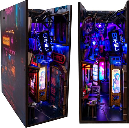 Neo Ramen MiniAlley DIY Cyberpunk Book Nook Kit – Wooden Diorama by MINIALLEY