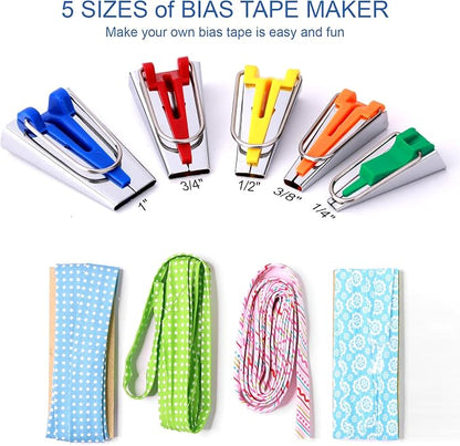 Jeimier 5 Sizes Bias Tape Makers, Upgraded Bias Binding Tape Making Tool - Image 3