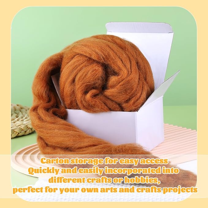 3.53oz Wool Roving Yarn, Wool Felting Supplies, Pure Wools, Chunky Yarn - Image 8