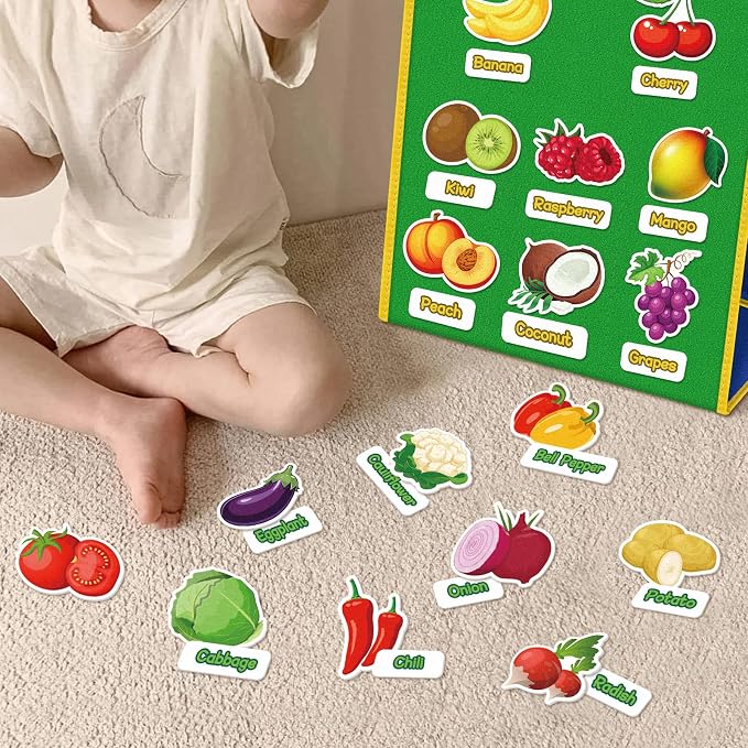 Kids Felt Board Set with 90 Fruits & Vegetables Pieces - Image 2