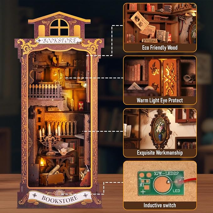 Book Nook Kits for Adults, Miniature House Dollhouse Kit for Teens, DIY Crafts - Image 3