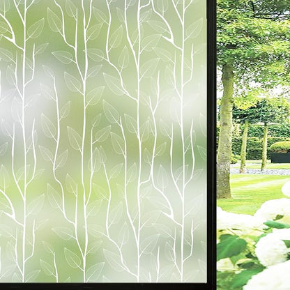 DKTIE Nordic Leaves Window Privacy Film Decorative Stained Glass Sun Blocking by Dktie