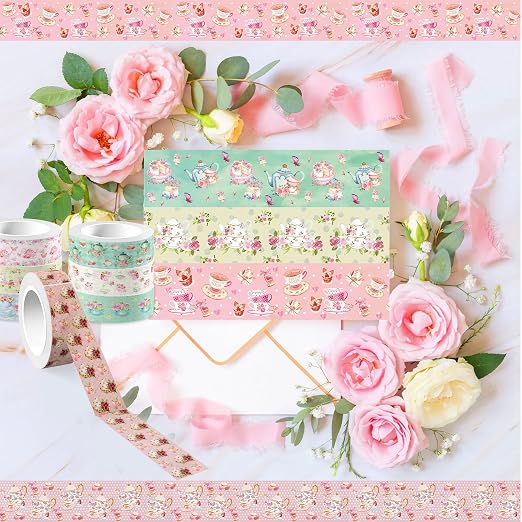 12 Rolls Tea Party Washi Tape, Afternoon Tea Decorative Tape - Image 4