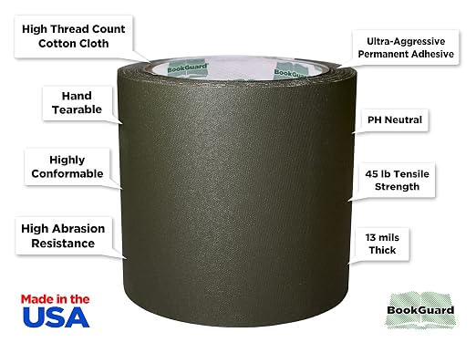 BookGuard 4 inch Premium Bookbinding Repair Cloth Tape, 15 Yard Roll - Image 2