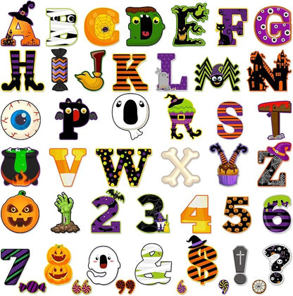 Faccito 176 Pcs Halloween Bulletin Board Decorations Letters Numbers Alphabet by Faccito