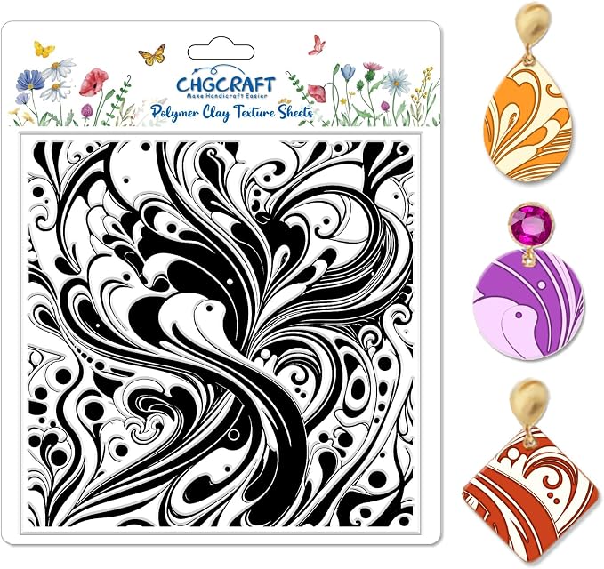 CHGCRAFT Artistic Pattern Polymer Clay Texture Sheets Fumes Silicone Stamp by chgcraft