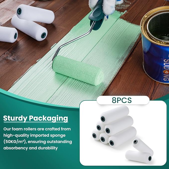 Foam Paint Roller, 8 Pack, 4 Inch Small Paint Roller Kit - Image 2