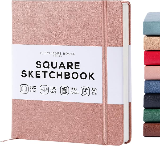 Beechmore Books Square Sketchbook – 8x8 Premium Vegan Leather Bound Large by BeechmoreBooks