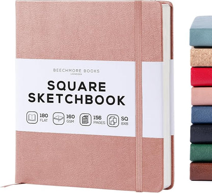 Beechmore Books Square Sketchbook – 8x8 Premium Vegan Leather Bound Large by BeechmoreBooks
