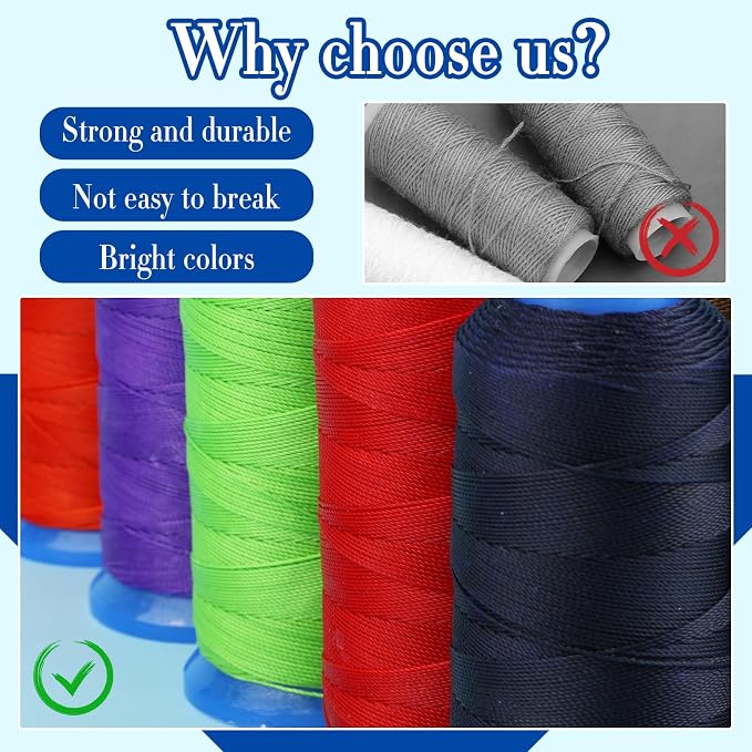 0.55mm Beading Threads, 490 Yards Round Waxed Threads Polyester Cord Waxed - Image 4