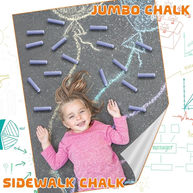 20 Pcs Sidewalk Chalks for Kids Non Toxic Jumbo Chalk for Party Gift Outdoor - Image 6