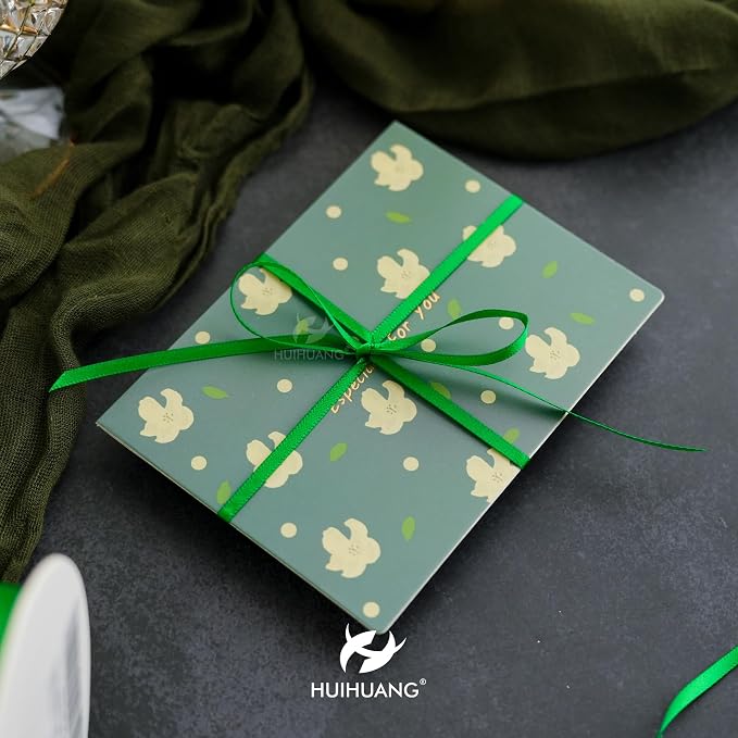 HUIHUANG Thin Green Satin Ribbon - Image 4