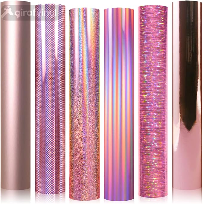 GIRAFVINYL Rose Gold Holographic Vinyl Permanent, Rose Gold Permanent Vinyl 6 by GIRAFVINYL