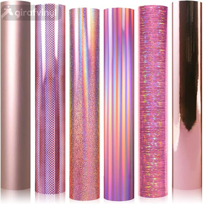 GIRAFVINYL Rose Gold Holographic Vinyl Permanent, Rose Gold Permanent Vinyl 6 by GIRAFVINYL