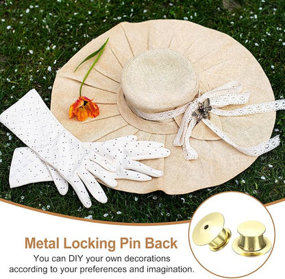 uxcell 30Pcs Metal Locking Pin Backs, Pin Keepers Locking Clasp Flat Head Clamp - Image 6