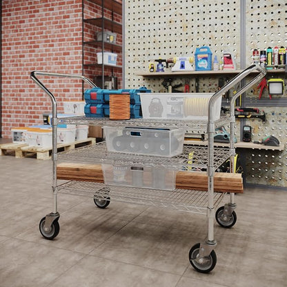 24" W x 36" L x 36" H Chrome Heavy Duty Utility Cart | 3-Tier | NSF Commercial - Image 4