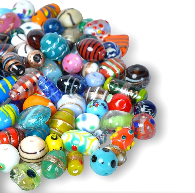 1 LB Bag of Assorted Glass Beads by Unknown
