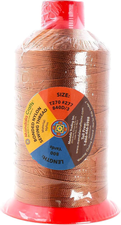 Mandala Crafts Bonded Nylon Thread Bourbon Brown Heavy Duty Sewing Threads - Image 3