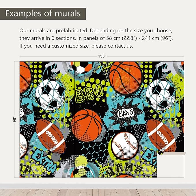 AFZEVEB-Colorful Graffiti Wallpaper Hand-Painted Ball Wall murals - Image 3