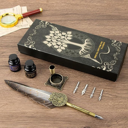 Feather Pen and Ink Set, quill pen ink set, Antique Calligraphy Pen - Image 7
