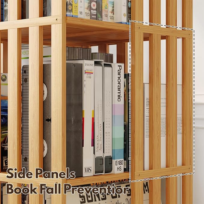 YOWOS Rotating Bookshelf Tower, 360 Display Spinning Bookcase, Bamboo Bookshelf - Image 9