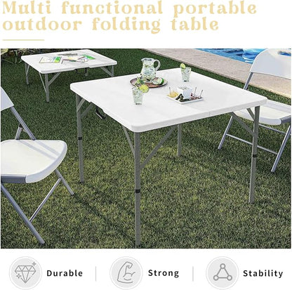 34" Square Folding Table, Party Use, HDPE Plastic Tabletop - Image 6